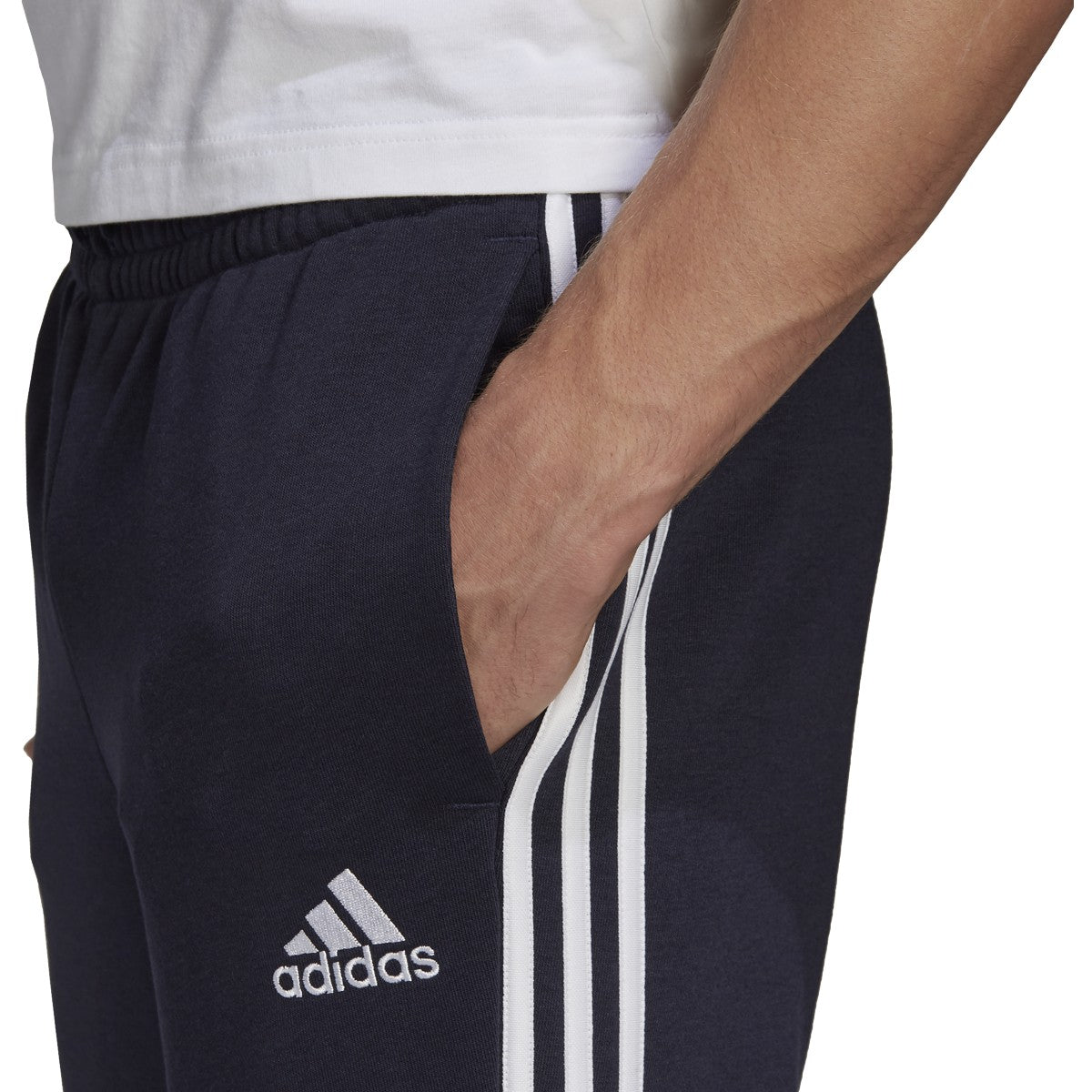 adidas Essentials French Terry Tapered Cuff 3-Stripe Pants - Mens Casual