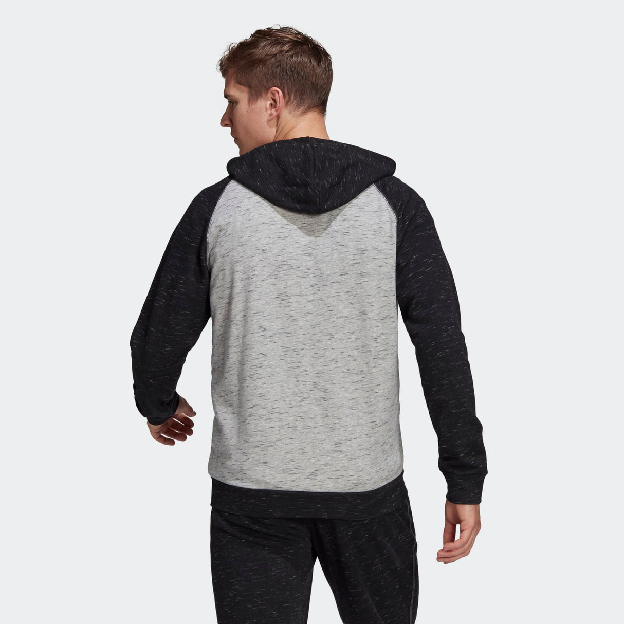 adidas Essentials Melange Small Logo Full Zip Hoodie - Mens Casual