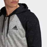 adidas Essentials Melange Small Logo Full Zip Hoodie - Mens Casual