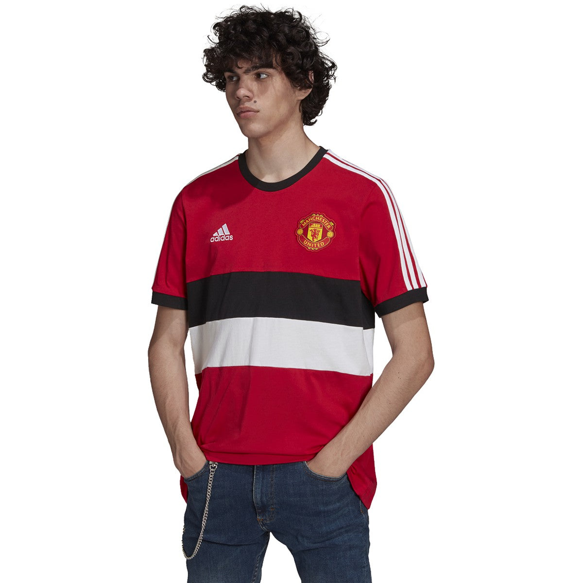 adidas Manchester United 3-Stripes Tee - Mens Soccer
