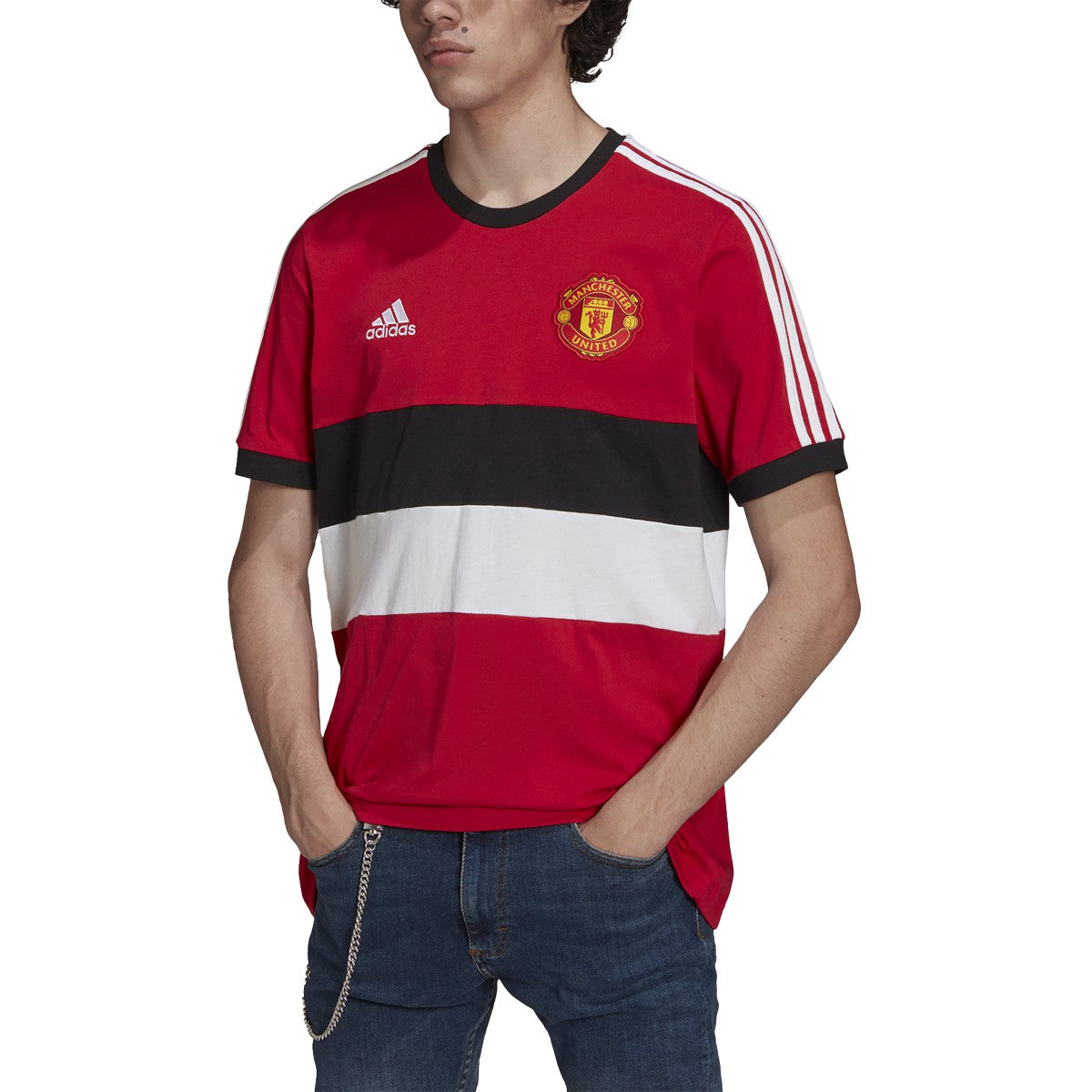 adidas Manchester United 3-Stripes Tee - Mens Soccer