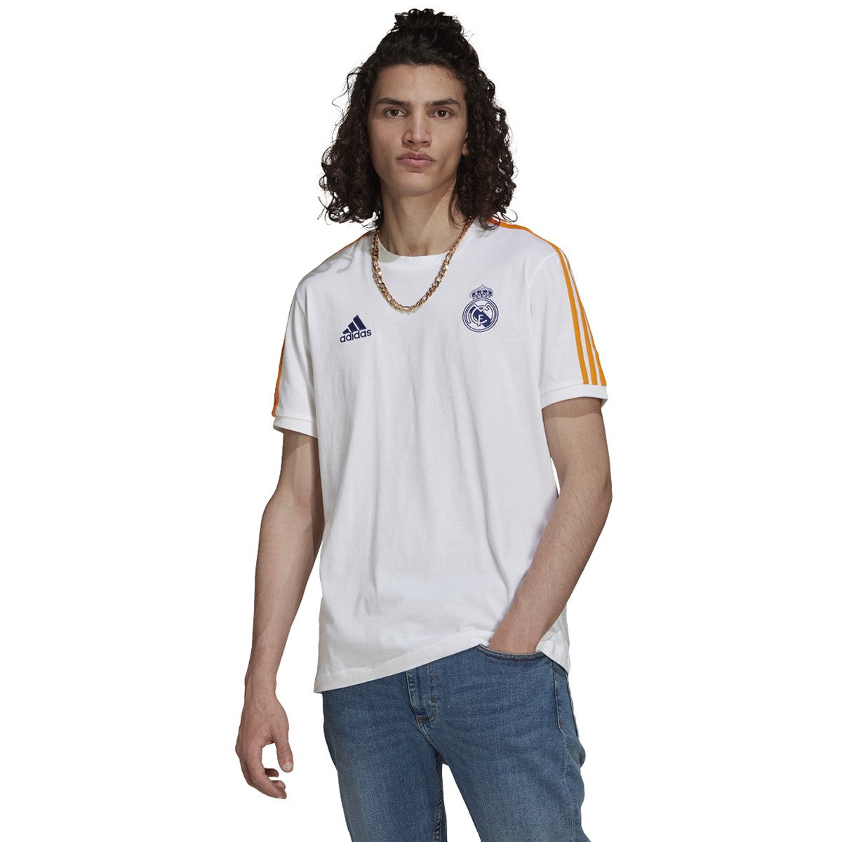 adidas Real Madrid 21-22 3-Stripes Tee - Mens Soccer