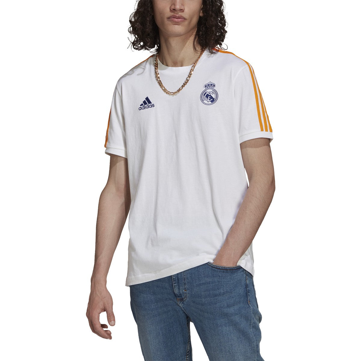 adidas Real Madrid 21-22 3-Stripes Tee - Mens Soccer