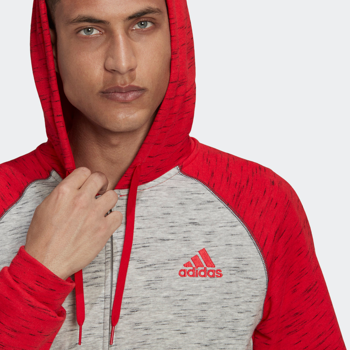 adidas Essentials Melange Small Logo Full Zip Hoodie - Mens Casual