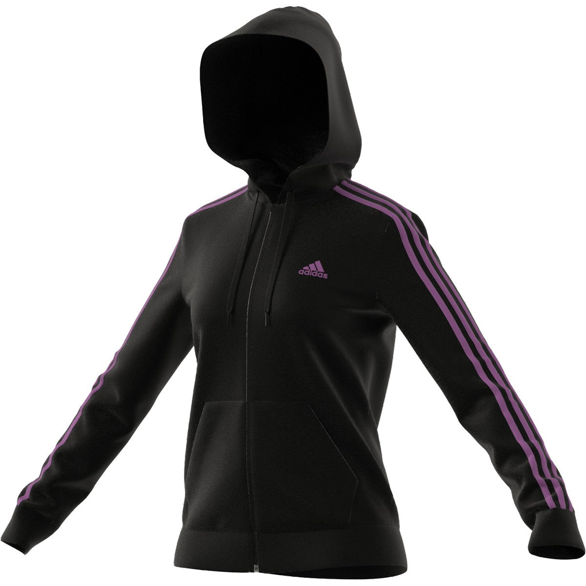 adidas Essentials 3-Stripe Full-Zip Hoodie - Womens Casual